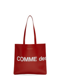 Borsa shopping in pelle stampata rossa di Comme des Garcons Wallets