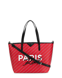 Borsa shopping in pelle stampata rossa di Karl Lagerfeld