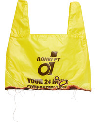 Borsa shopping in pelle stampata senape di Doublet