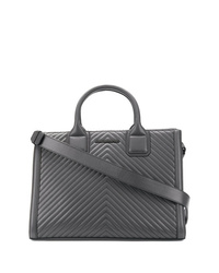 Borsa shopping in pelle trapuntata grigio scuro di Karl Lagerfeld