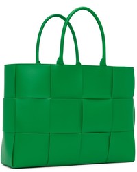 Borsa shopping in pelle verde di Bottega Veneta