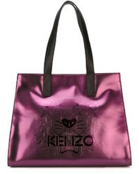 Borsa shopping in pelle viola melanzana di Kenzo