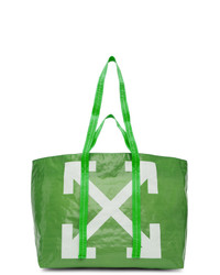 Borsa shopping stampata verde di Off-White