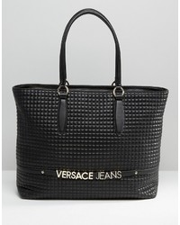 Borsa shopping trapuntata nera di Versace