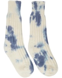 Calzini effetto tie-dye bianchi e blu