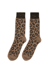 Calzini leopardati marrone chiaro di Versace