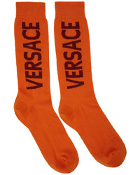 Calzini stampati arancioni di Versace