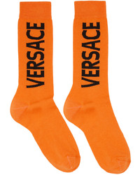 Calzini stampati arancioni di Versace