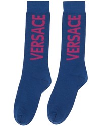 Calzini stampati blu scuro di Versace