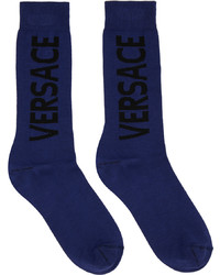 Calzini stampati blu scuro di Versace