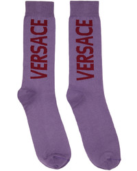 Calzini stampati viola chiaro di Versace