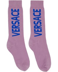 Calzini stampati viola melanzana di Versace