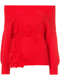 Camicetta di lana lavorata a maglia rossa di DELPOZO