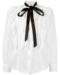 Camicetta di seta con volant bianca di Marc Jacobs
