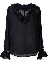 Camicetta di seta con volant nera di Givenchy