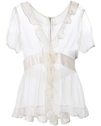 Camicetta manica corta con volant bianca di Dolce & Gabbana