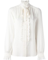 Camicetta manica lunga con volant bianca di Dolce & Gabbana
