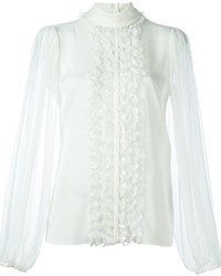 Camicetta manica lunga con volant bianca di Dolce & Gabbana
