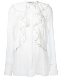 Camicetta manica lunga di seta con volant bianca di Givenchy