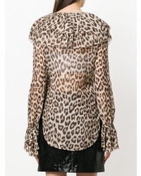 Camicetta manica lunga leopardata marrone chiaro di Twin-Set