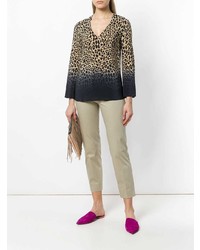 Camicetta manica lunga leopardata marrone chiaro di Etro