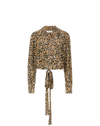 Camicetta manica lunga leopardata marrone di Dvf Diane Von Furstenberg