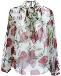 Camicetta manica lunga stampata bianca e rossa di Dolce & Gabbana