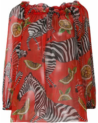 Camicetta manica lunga stampata rossa di Dolce & Gabbana