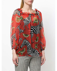 Camicetta manica lunga stampata rossa di Dolce & Gabbana