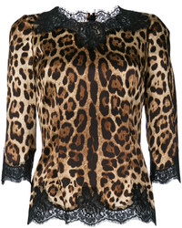 Camicetta stampata marrone chiaro di Dolce & Gabbana