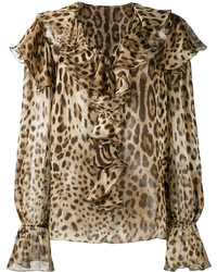Camicetta stampata marrone chiaro di Dolce & Gabbana