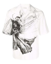 Camicia a maniche corte a fiori bianca e nera di Alexander McQueen