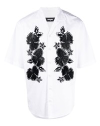 Camicia a maniche corte a fiori bianca di DSQUARED2