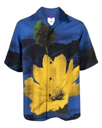 Camicia a maniche corte a fiori blu scuro di Oamc