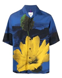 Camicia a maniche corte a fiori blu scuro di Oamc