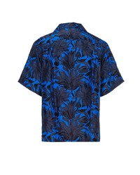 Camicia a maniche corte a fiori blu di Prada