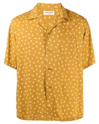 Camicia a maniche corte a fiori gialla di Saint Laurent