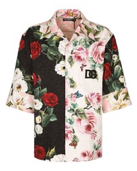 Camicia a maniche corte a fiori multicolore di Dolce & Gabbana