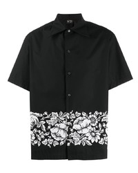 Camicia a maniche corte a fiori nera e bianca di N°21