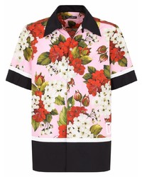 Camicia a maniche corte a fiori rosa di Dolce & Gabbana
