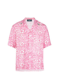 Camicia a maniche corte a fiori rosa di DSQUARED2