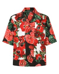 Camicia a maniche corte a fiori rossa di Dolce & Gabbana