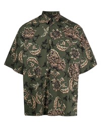 Camicia a maniche corte a fiori verde scuro di Givenchy