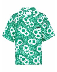 Camicia a maniche corte a fiori verde di Prada
