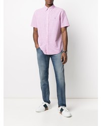 Camicia a maniche corte a quadretti rosa di Polo Ralph Lauren