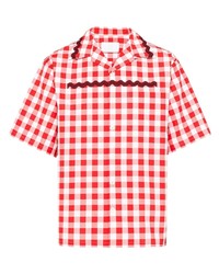 Camicia a maniche corte a quadretti rossa di Prada