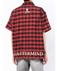 Camicia a maniche corte a quadri rossa e nera di Mastermind World