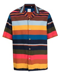 Camicia a maniche corte a righe orizzontali multicolore di Paul Smith