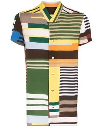 Camicia a maniche corte a righe orizzontali multicolore di Rick Owens