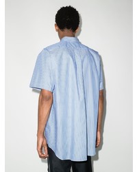 Camicia a maniche corte a righe verticali azzurra di Comme Des Garcons SHIRT